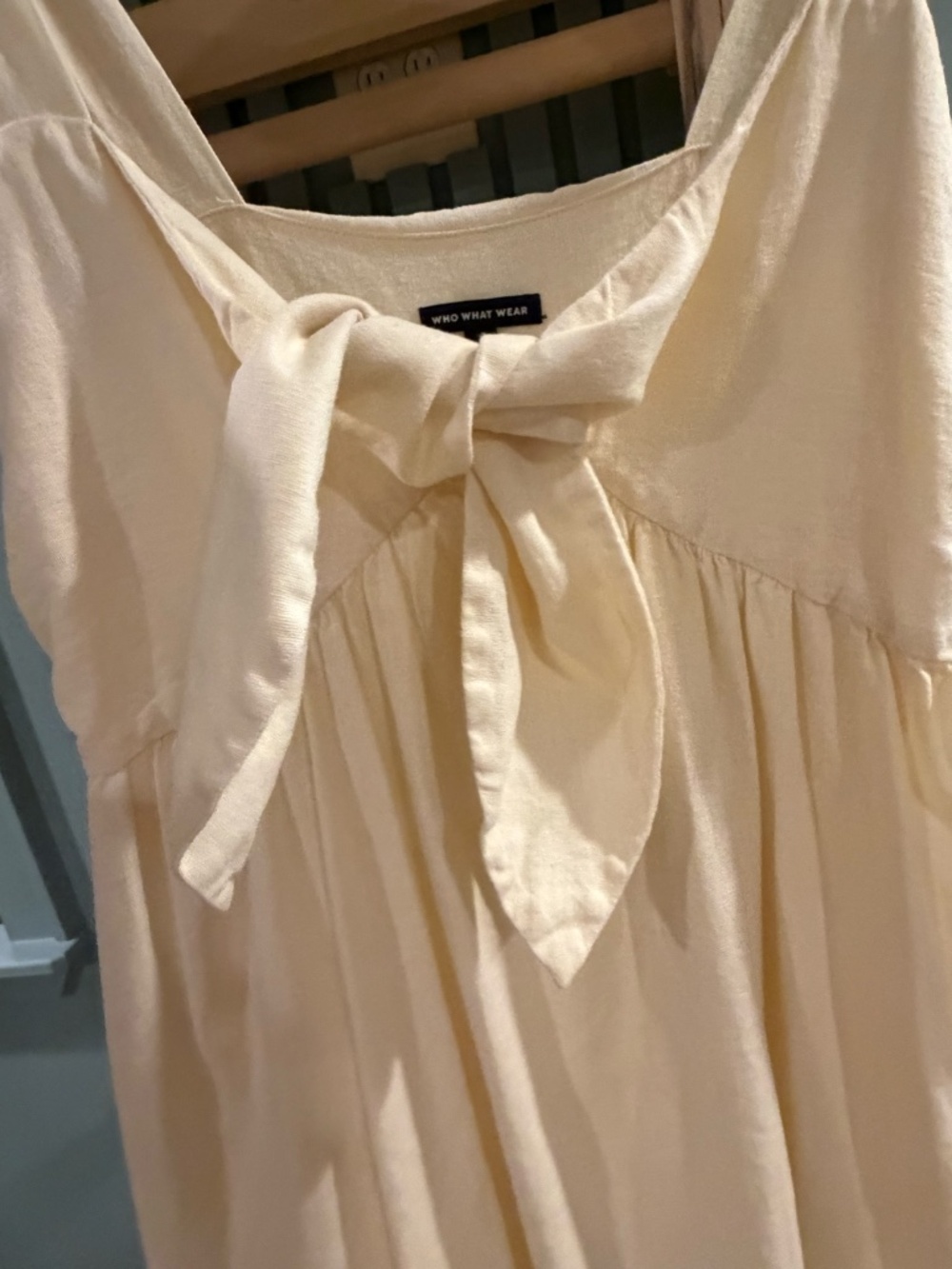 Who What Wear Cream Linen-Blend Dress with Pockets – Size S